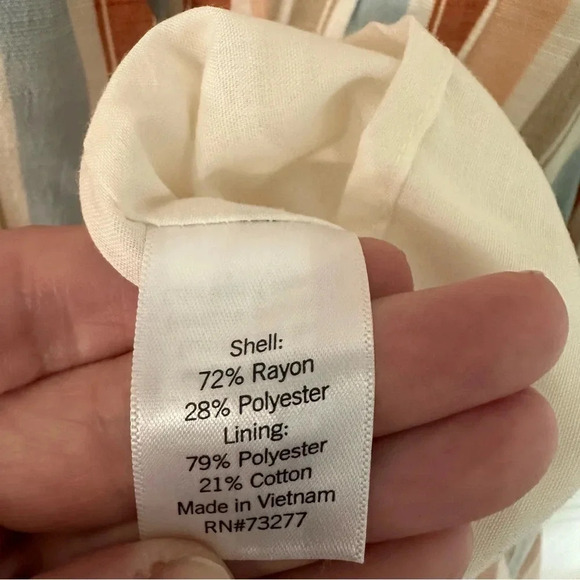 LC Lauren Conrad Women’s Multi Striped Tie Shoulder Tiered Maxi Dress Sz L GUC - Picture 8 of 9